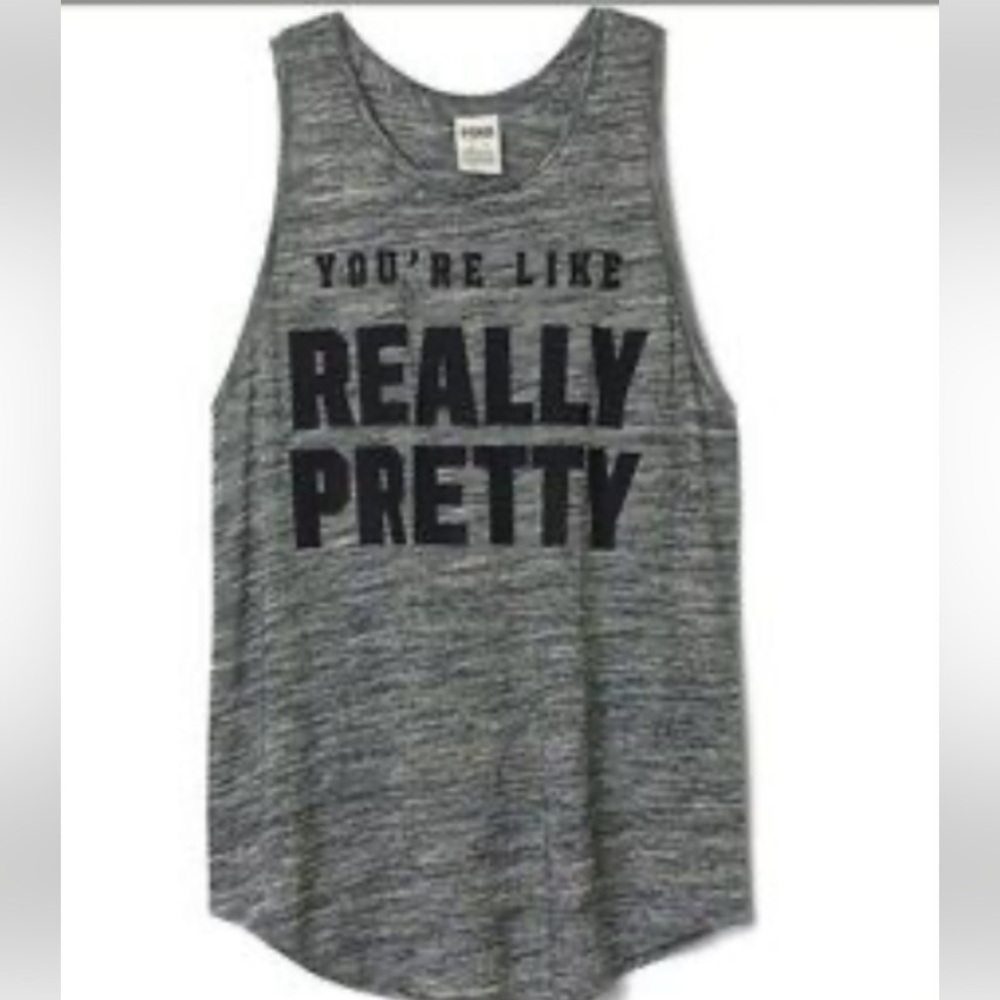 🍒VS Pink Y2K vintage rare You’re Like Really Pretty racerback tank top sz XS NWT